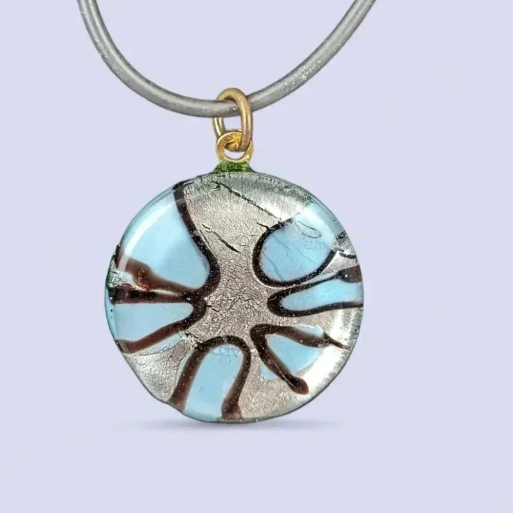 (2/$20) Murano-Style Glass Art Small Round Vintage Pendant